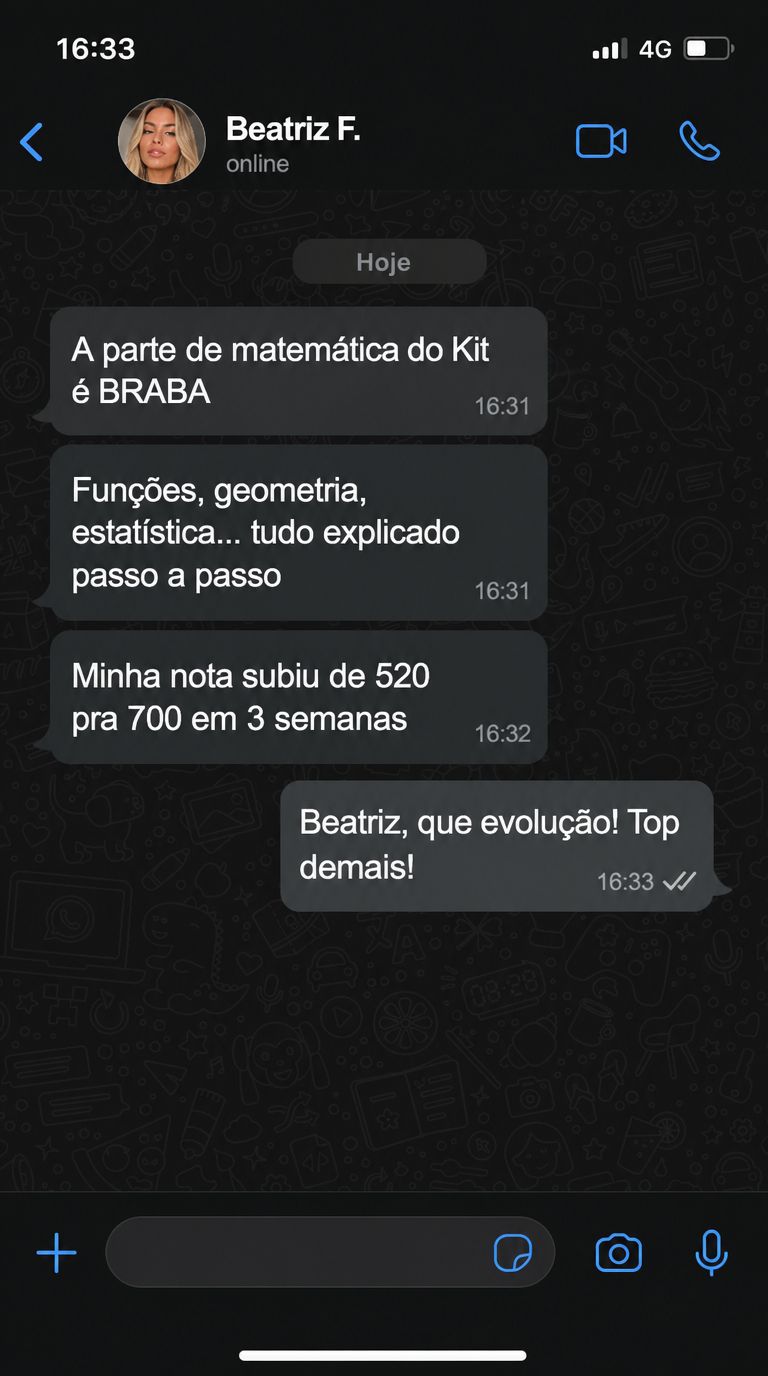 Depoimento de aluno no WhatsApp 7